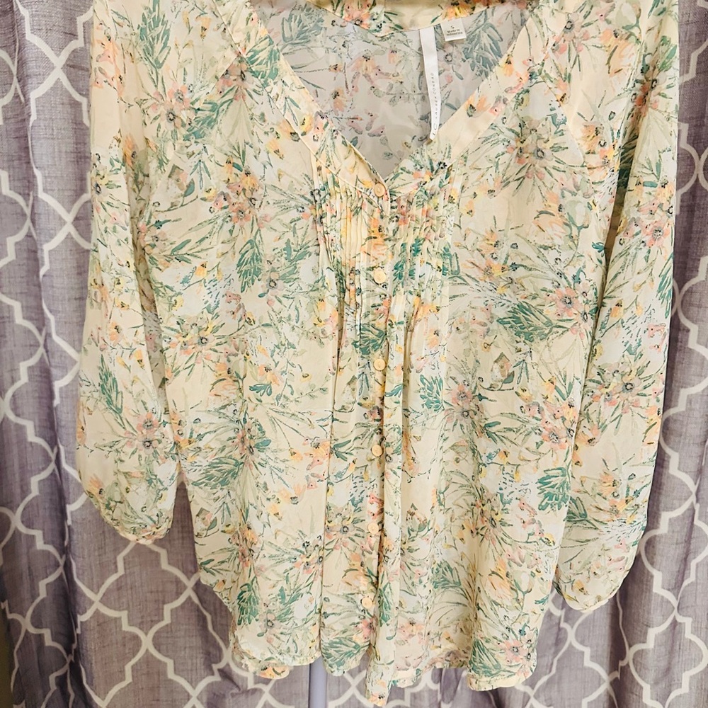 LC Lauren Conrad Floral Pastel Blouse